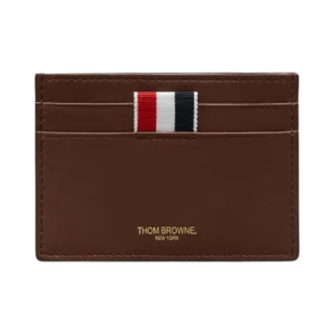 MAW020L-L0117-205 Thom Browne Soft Leather Single Card Holder Dark Brown