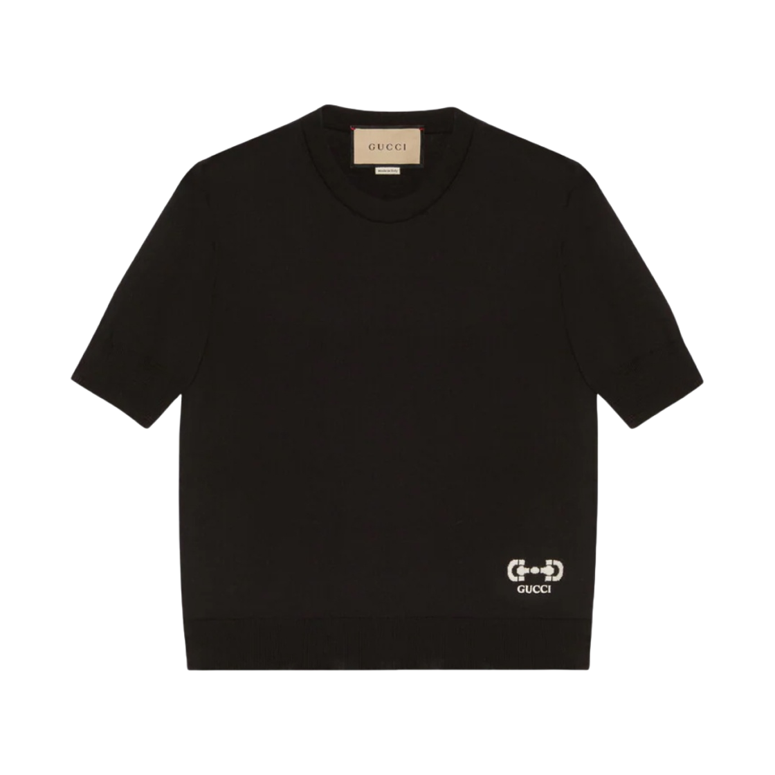 (W) 구찌 홀스빗 인타르시아 파인 울 탑 블랙((W) Gucci Fine Wool Top with Horsebit Intarsia Black) - 1