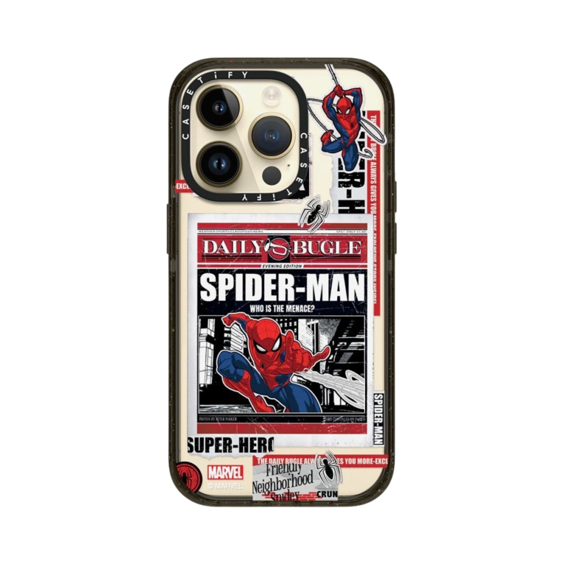 케이스티파이 x 마블 아이폰 스파이더맨 뉴스페이퍼 스티커 임팩트 케이스 클리어 블랙(Casetify x Marvel iPhone Spider-Man Newspaper Sticker Impact Case Clear Black) - 4