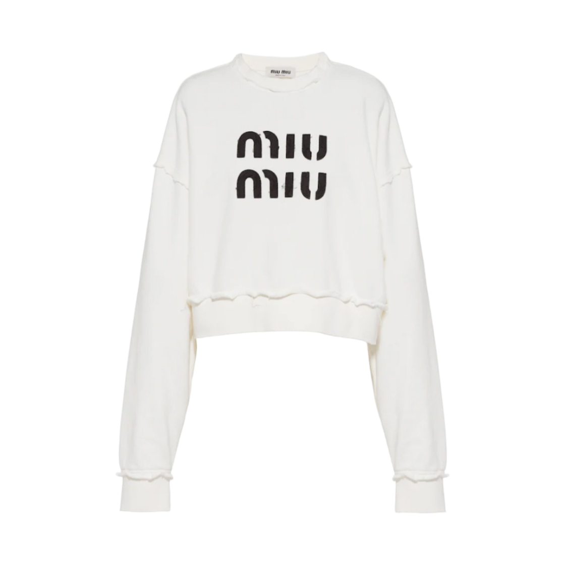 (W) 미우 미우 자수 코튼 스웨트셔츠 화이트