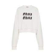 (W) Miu Miu Embroidered Cotton Sweatshirt White