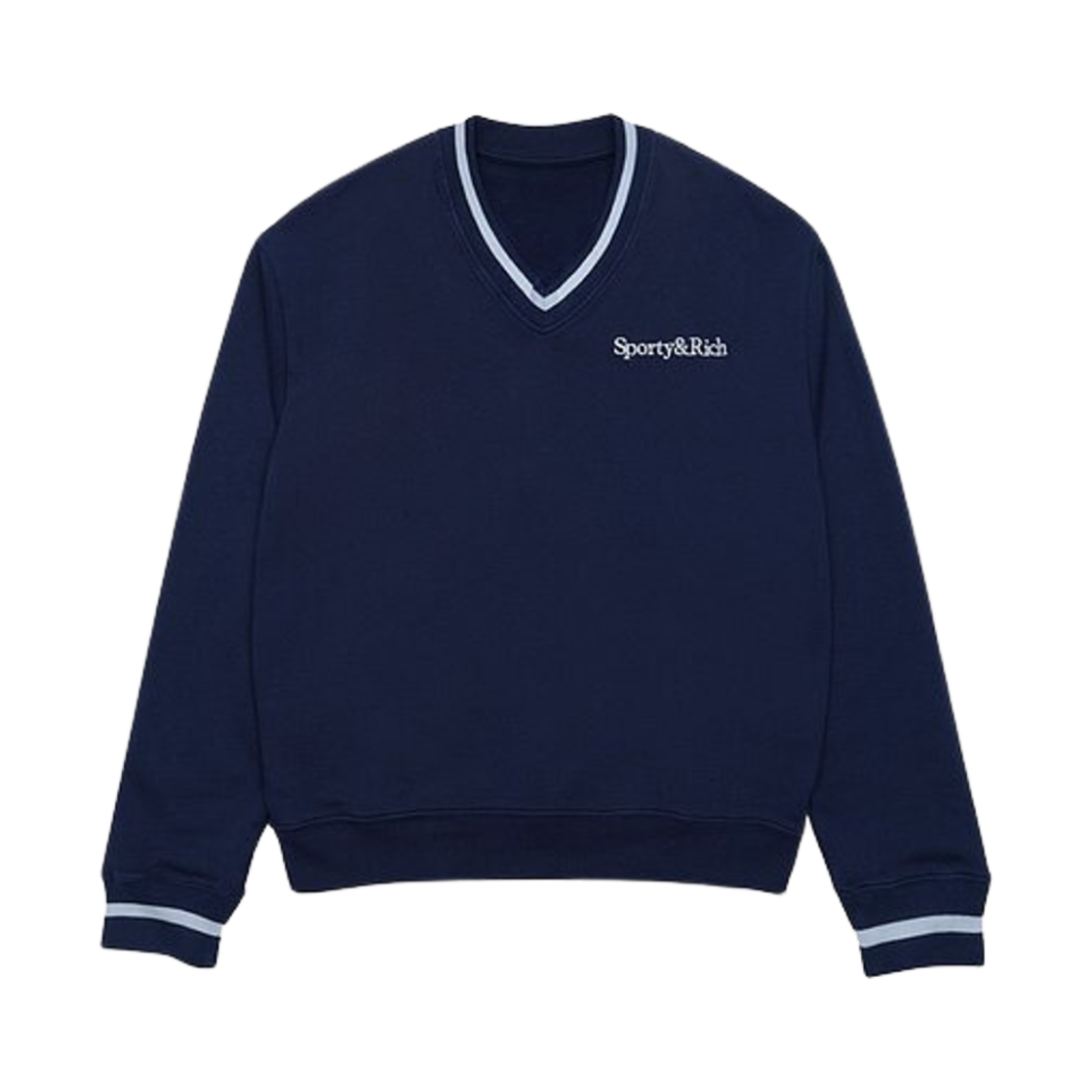 VN831NA Sporty & Rich Logo Embroided V-Neck Sweatshirt Navy