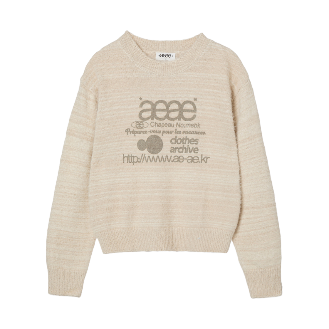 (W) 에이에이 웹 로고 크롭 헤어리 니트 아이보리((W) Aeae Web Logo Crop Hairy Knit Ivory) - 1