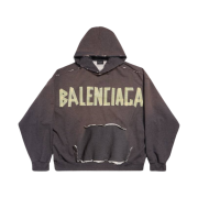 Balenciaga Tape Type Ripped Pocket Large Fit Hoodie Dark Green