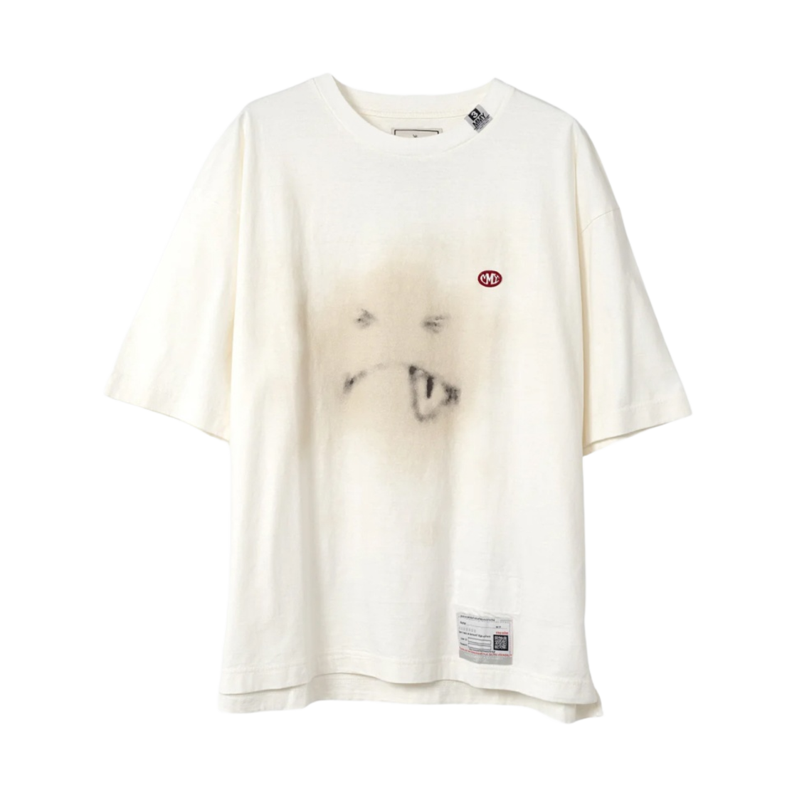 메종 미하라 야스히로 스마일리 페이스 프린티드 티셔츠 화이트(Maison Mihara Yasuhiro Smily Face Printed T-Shirt White)