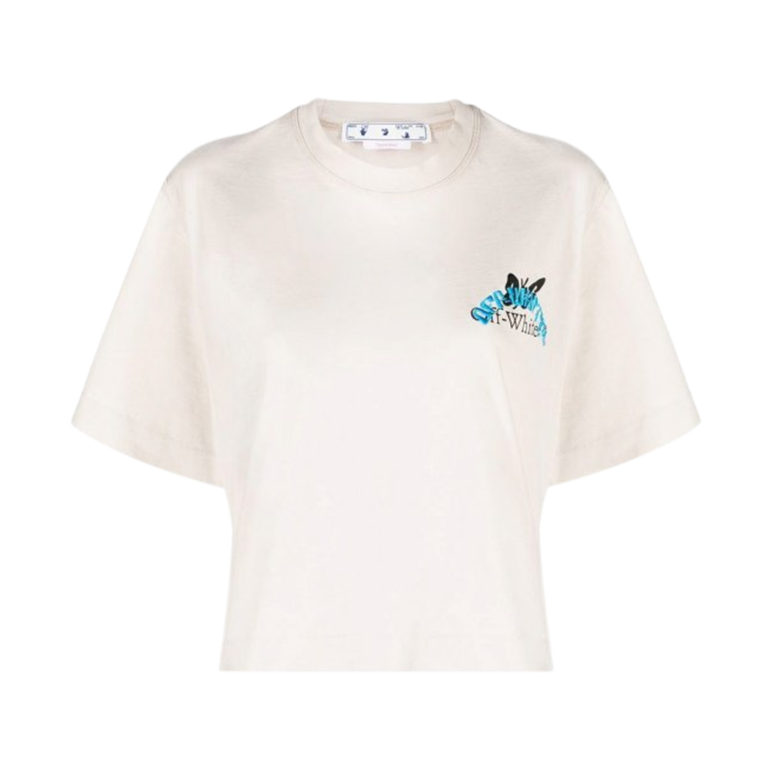 OWAA090S23JER0030944 (W) Off-White Butterfly Print Cropped T-Shirt Grey Light Blue