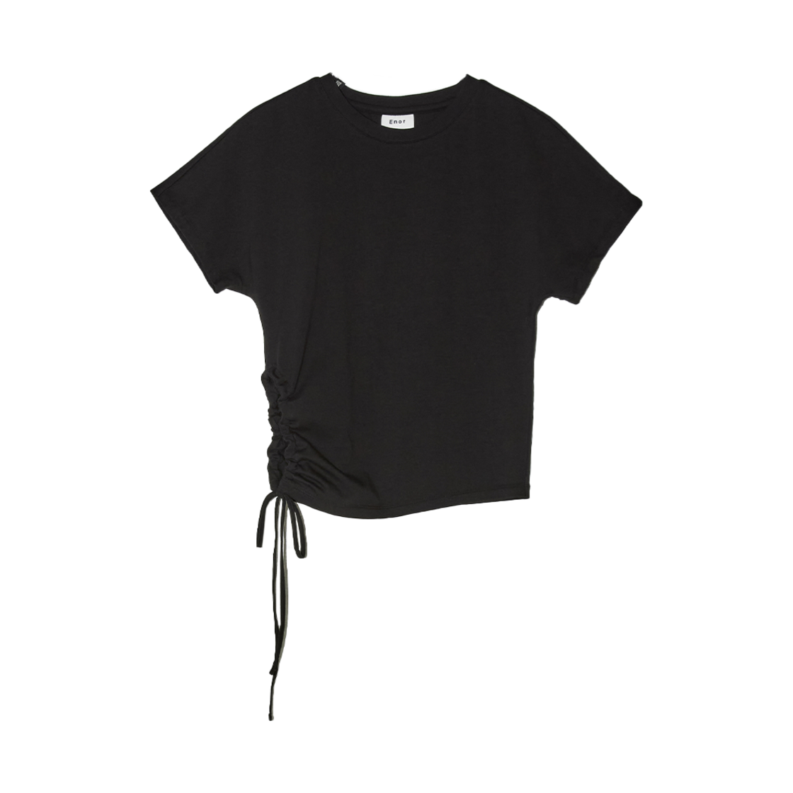 엔오르 우먼 사이드 홀 스트링 티셔츠 블랙(Enor Women Side Hole String T Shirt Black)