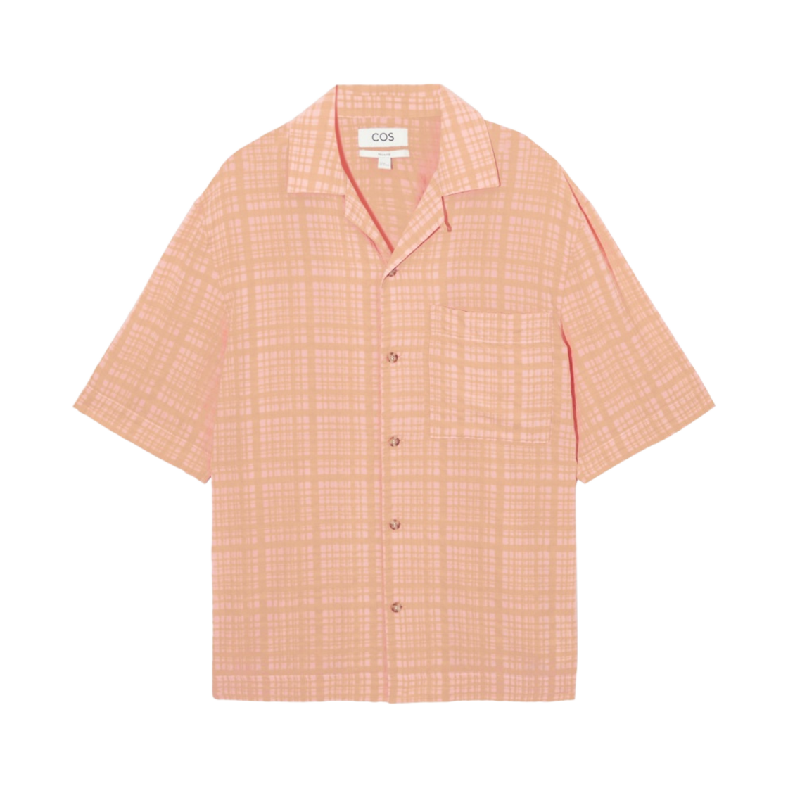 코스 체크 시어서커 캠프 칼라 폴로 셔츠 워시드 오렌지(COS Checked Seersucker Camp Collar Shirt Washed Orange) - 1