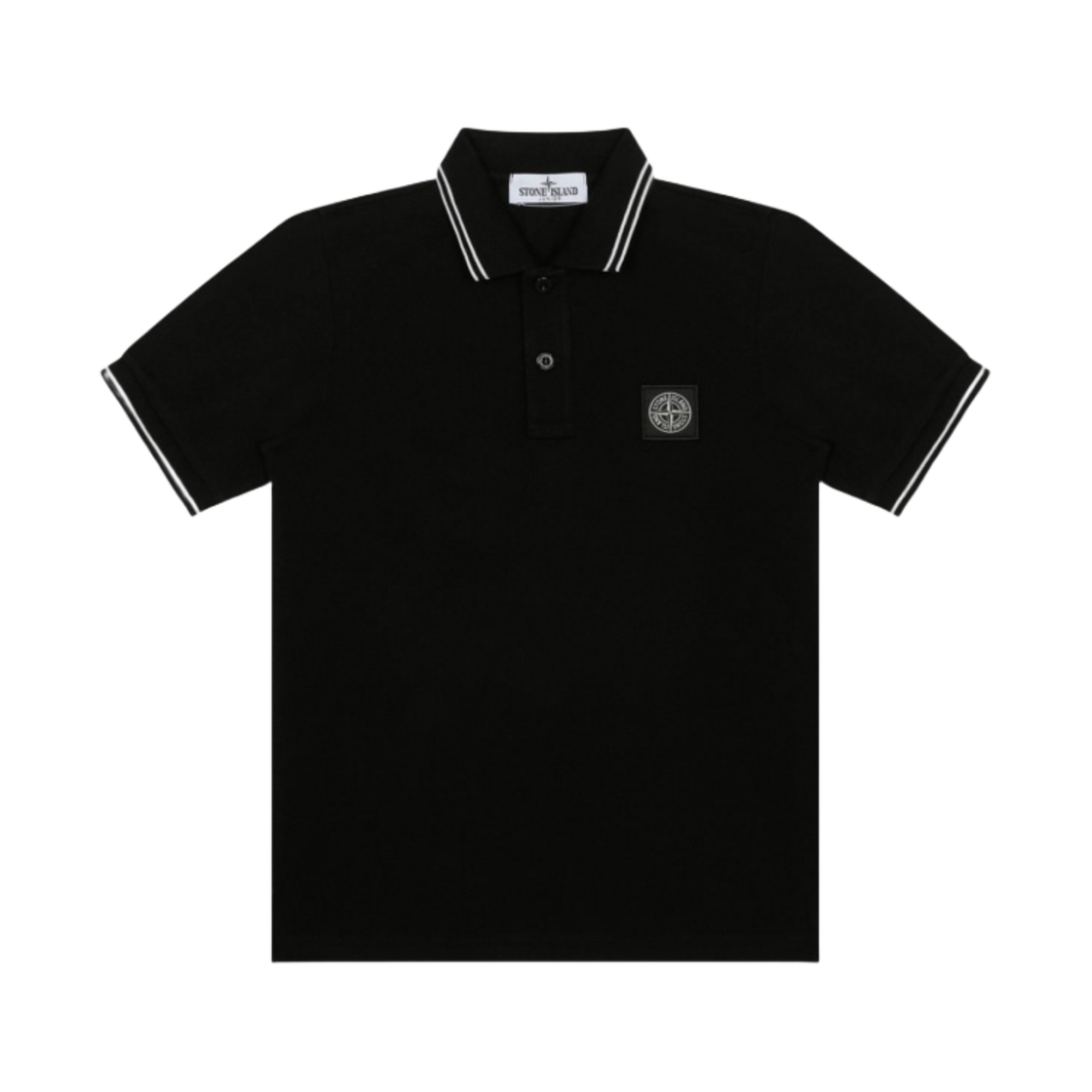 801621348-V0029 (Kids) Stone Island 21348 Short Sleeve Polo Shirt Black - 24SS