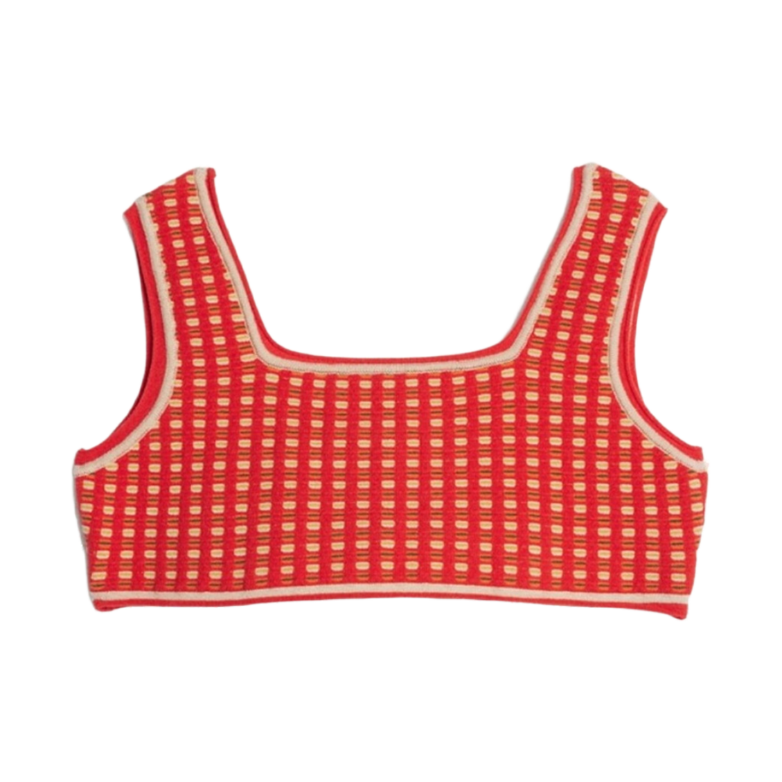 (W) 자크뮈스 르 오 마치오 자카드 브라 탑 멀티 레드((W) Jacquemus Le Haut Macio Jacquard Bra Top Multi Red) - 1