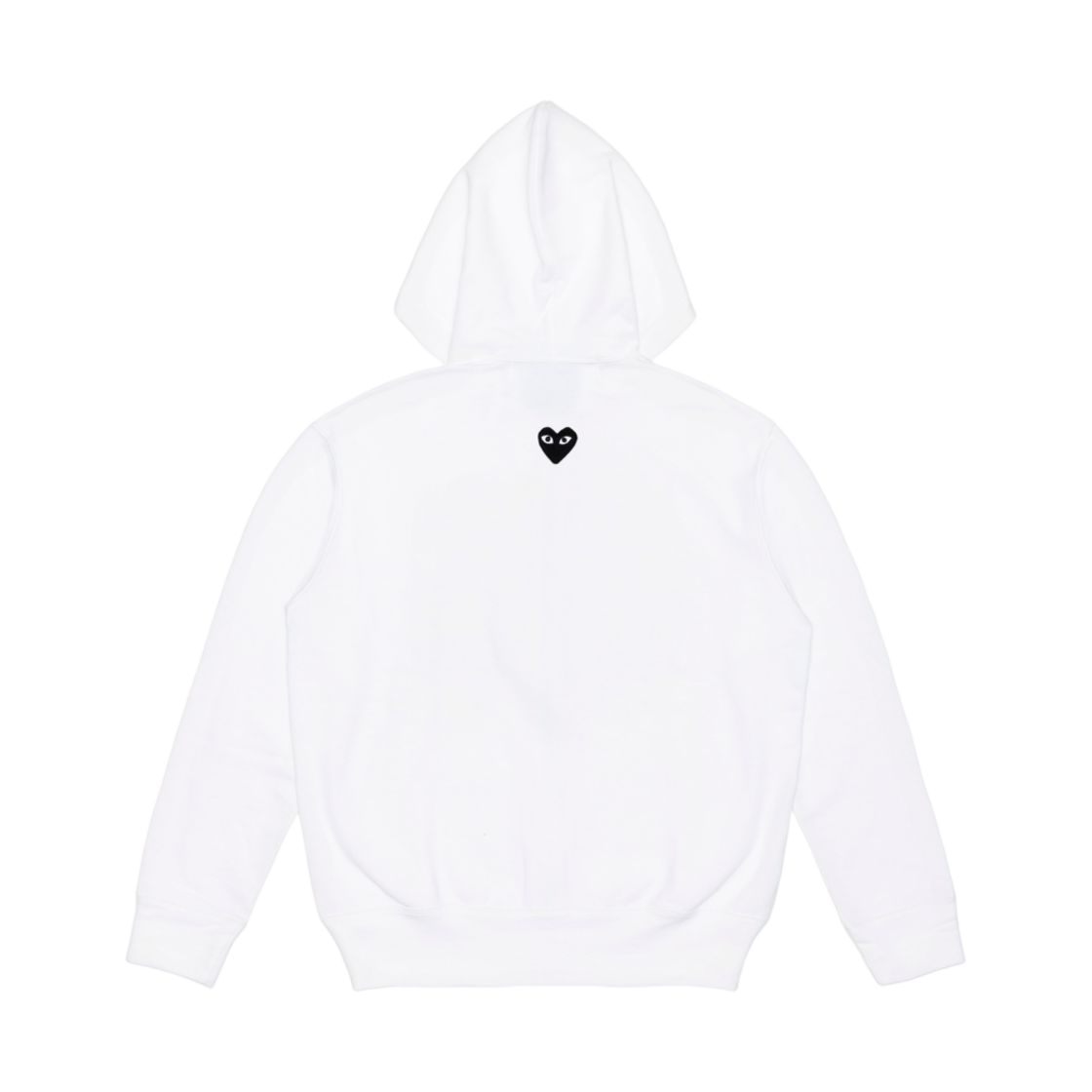 플레이 꼼데가르송 백 프린트 블랙 하트 집업 후드 화이트(Play Comme des Garcons Back Printed Black Heart Zip-Up Hoodie White)