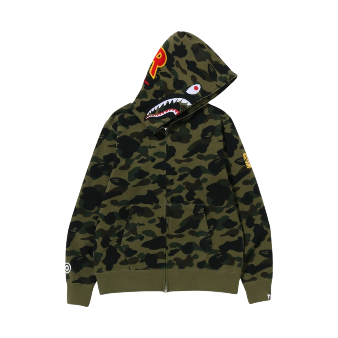 베이프 PONR 퍼스트 카모 세컨드 샤크 풀 집 후드 그린(BAPE PONR 1st Camo 2nd Shark Full Zip Hoodie Green)