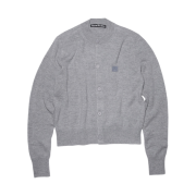 (W) Acne Studios Keva Face Crewneck Cardigan Grey Melange