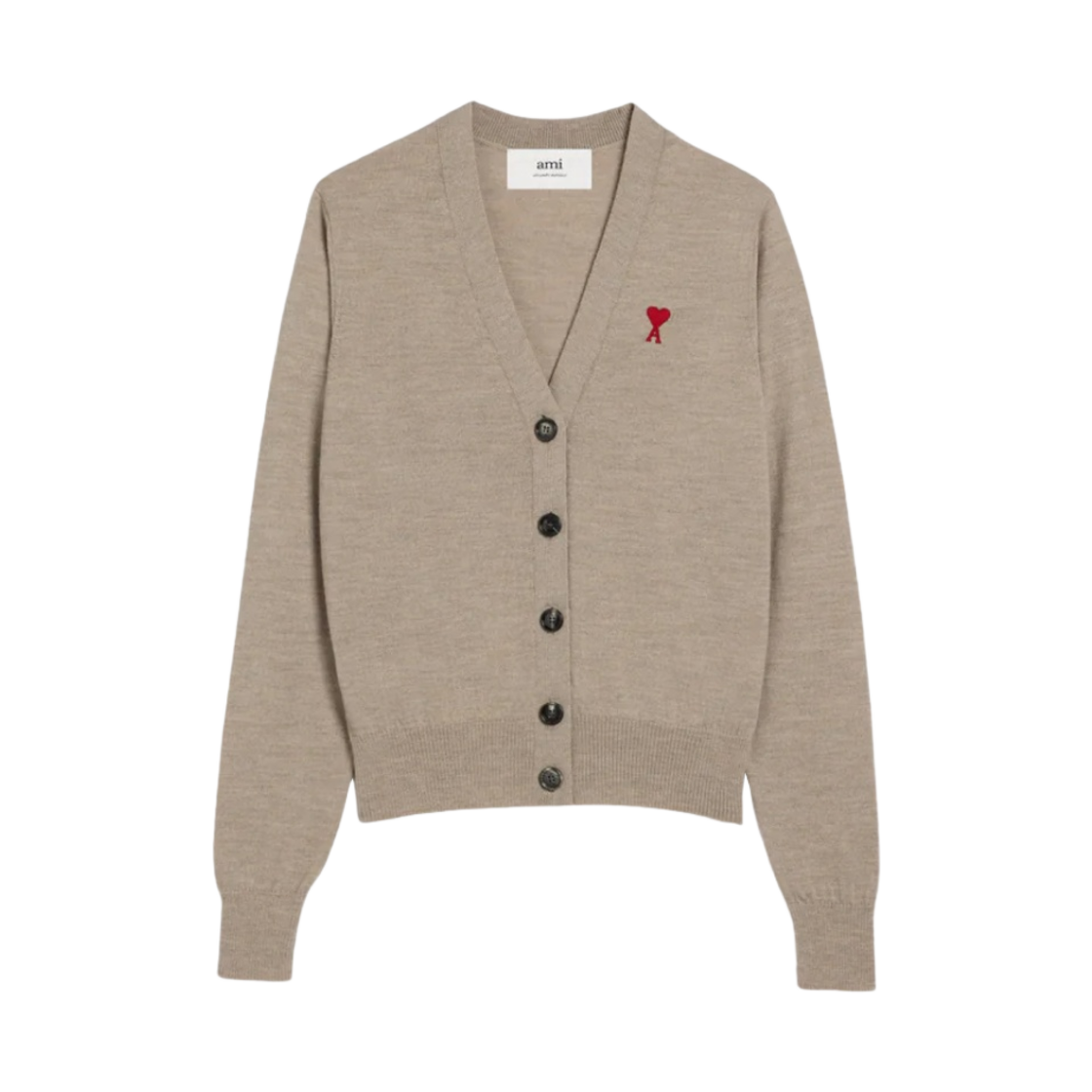(W) 아미 스몰 하트 로고 가디건 라이트 베이지((W) AMI de Coeur Cardigan Light Beige)