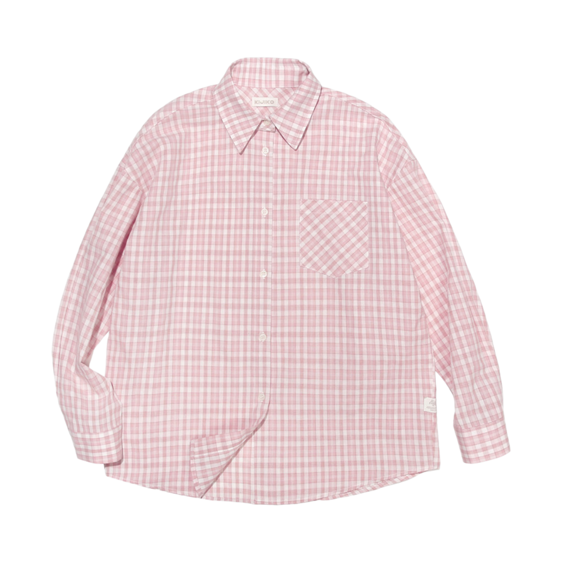 키지코 세미 오버핏 체크셔츠 핑크(KIJIKO Semi Overfit Check Shirt Pink)