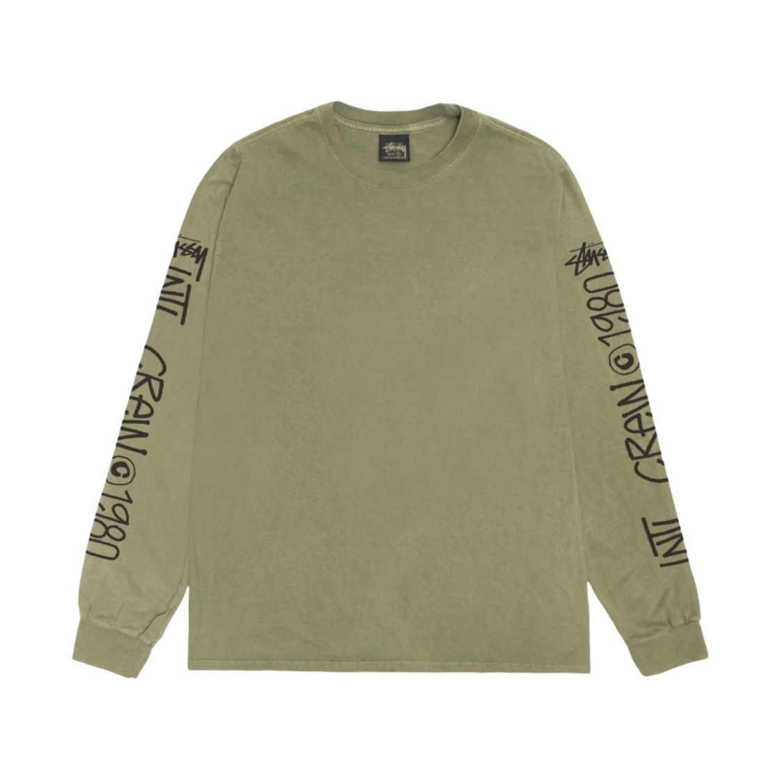 스투시 인터내셔널 피그먼트 다이드 롱슬리브 티셔츠 올리브