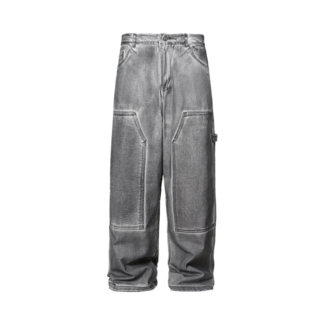 TP0057-1 Flavorism Double Knee Carpenter Wide Denim Pants Dirty White