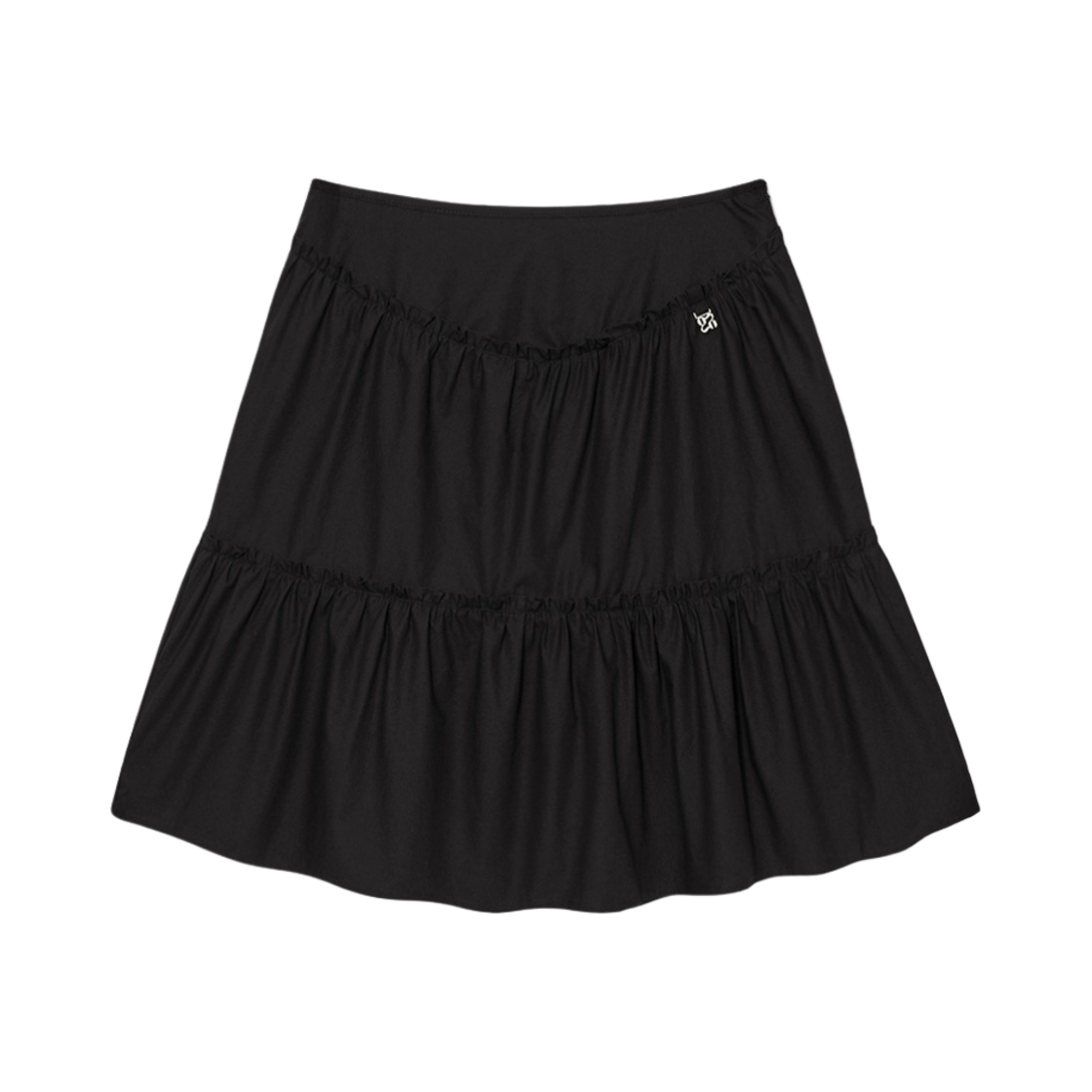 (W) 글로니 티아 더블 레이어드 러플 스커트 블랙