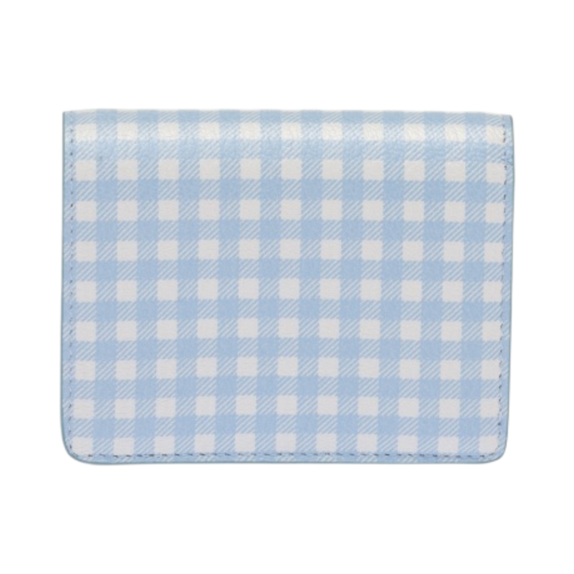 미우 미우 스몰 프린트 마드라스 가죽 지갑 스카이 블루 화이트(Miu Miu Small Printed Madras Leather Wallet Sky Blue White) - 4