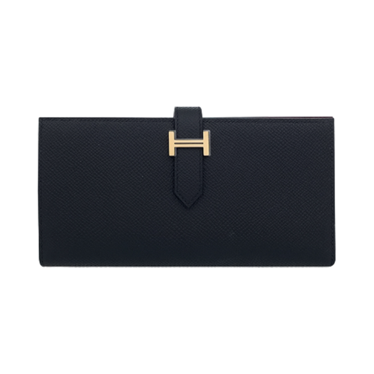 ITMJPVKUTN53 Hermes Bearn Long Wallet Black/Rouge H Gold