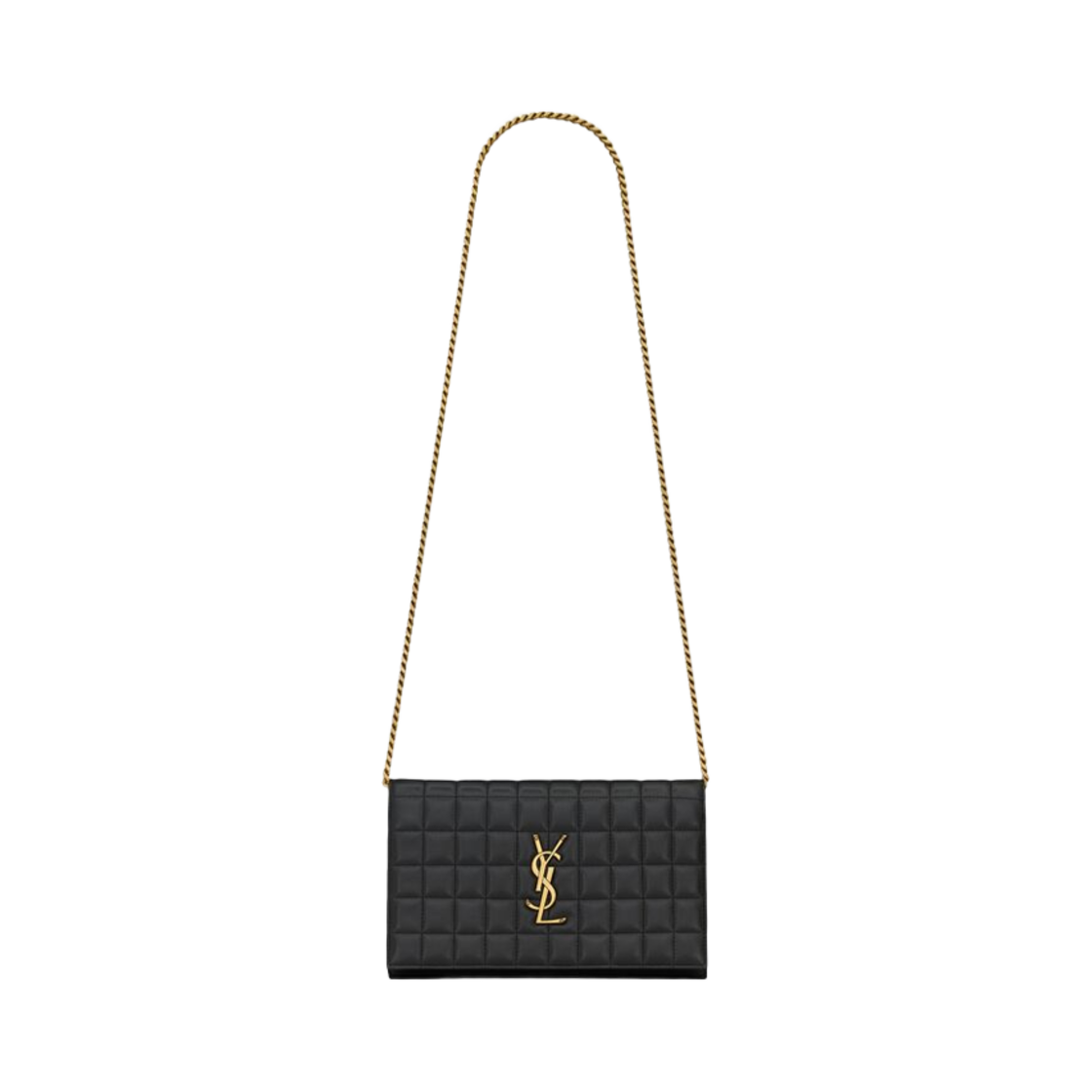 743346-AABVP-1000 Saint Laurent Cassandre Matelasse Carre Chain Wallet in Quilted Leather Black