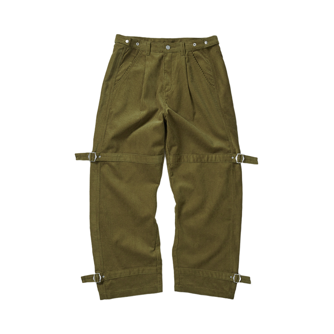 KAT7371 Karactor One Tuck Strap Corduroy Pants Olive