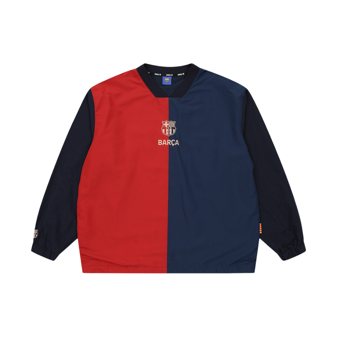 FC 바르셀로나 클래식 라인 우븐 맨투맨 네이비 레드(FC Barcelona Classic Line Retro Woven Sweatshirt Navy Red)