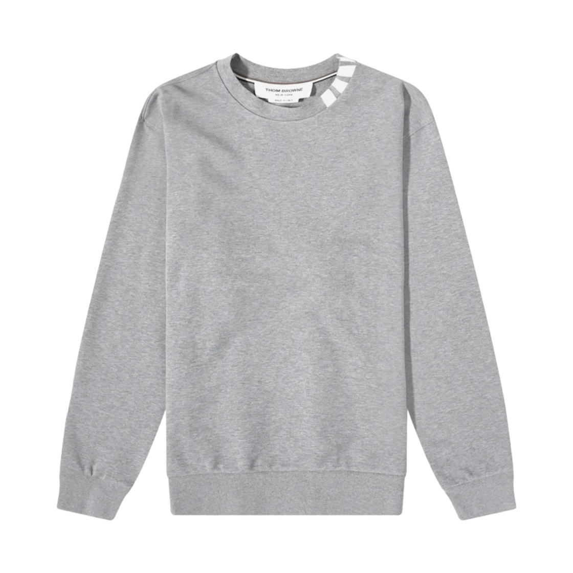 톰브라운 코튼 인터락 사선 인타르시아 모크넥 스웨트셔츠 미디움 그레이(Thom Browne Cotton Interlock 4-Bar Intarsia Mockneck Sweatshirt Medium Grey) - 1