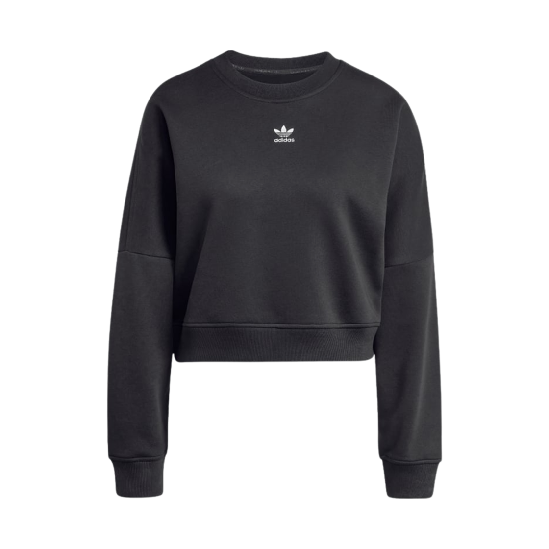 (W) 아디다스 에센셜 크루 플리스 스웨트셔츠 블랙 - US 사이즈((W) Adidas Essentials Crew Fleece Sweatshirt Black - US Sizing) - 1