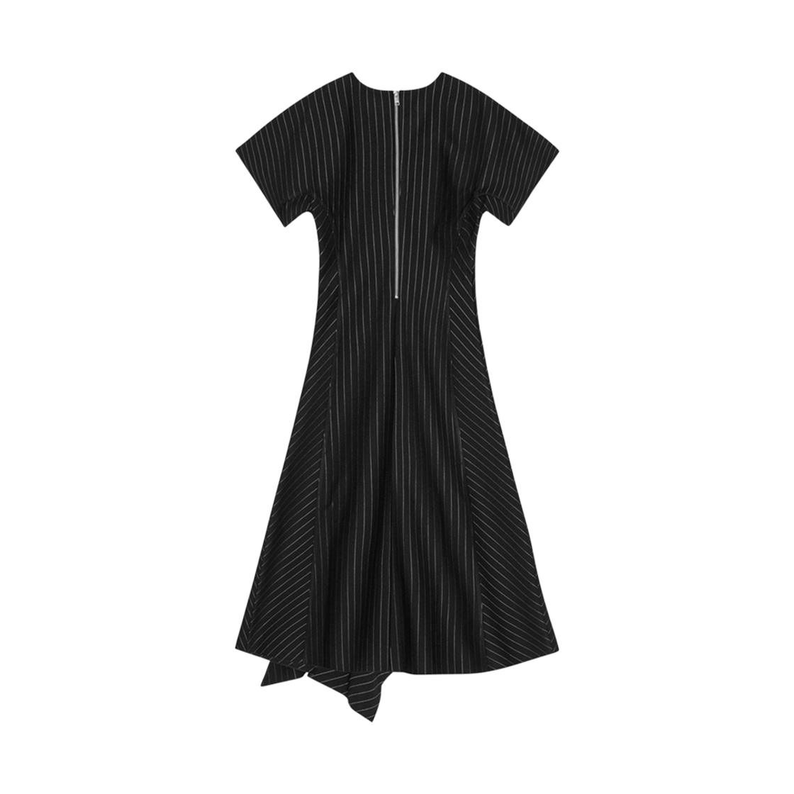 (W) 가니 핀스트라이프 롱 드레스 블랙((W) Ganni Pinstripe Long Dress Black) - 2