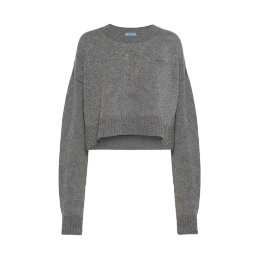 (W) Prada Studded Cashmere Sweater Grey