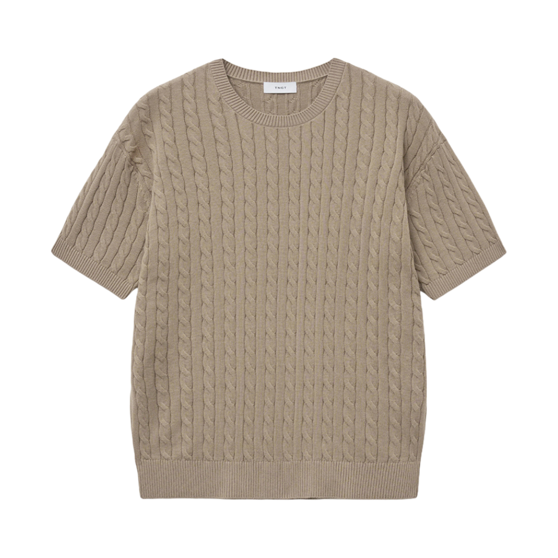 TNSW5E204I2 TNGT Loose-fit Cable Crewneck Knit Tan Beige