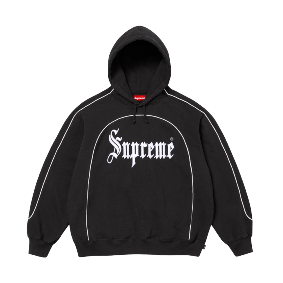 슈프림 커브 파이핑 후드 스웨트셔츠 블랙 - 25SS(Supreme Curve Piping Hooded Sweatshirt Black - 25SS) - 1