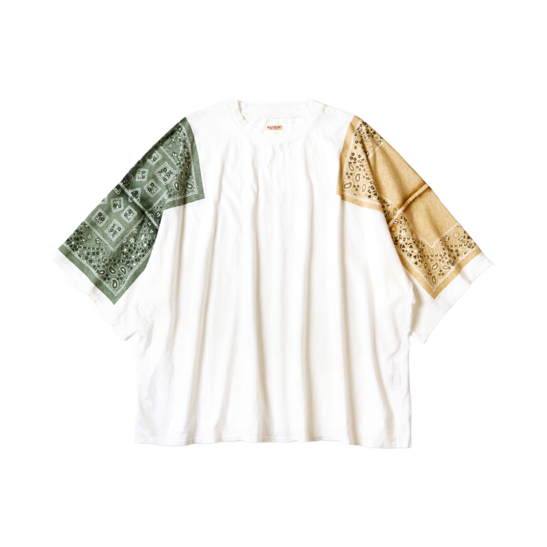 캐피탈 18.5 저지 반다나 휴즈 티셔츠 패키쉬 레인보위 샌드 베이지(Kapital 18.5 Jersey Bandana Huge T-Shirt Peckish Rainbowy Sand Beige) - 1