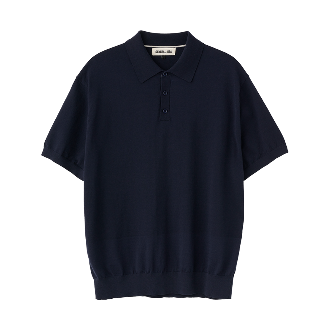 제너럴아이디어 맨 에센셜 카라넥 하프 니트 네이비(General Idea man essential collar neck half knit navy)