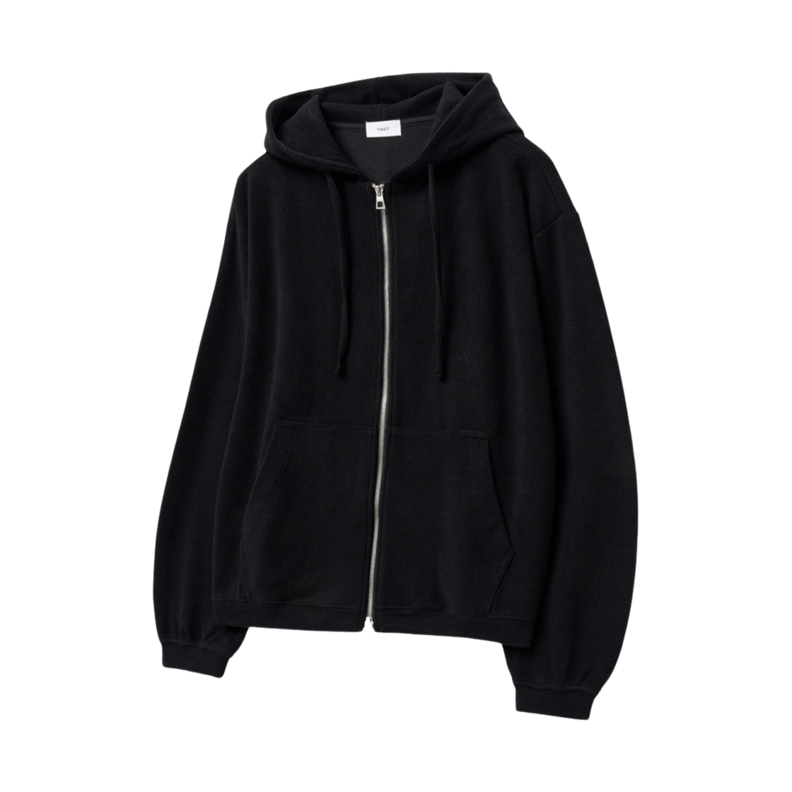 티엔지티 오버핏 니트 후드집업 스웨트 셔츠 블랙(TNGT Over-fit Knit Hood Zip-up Sweat Shirts Black) - 1