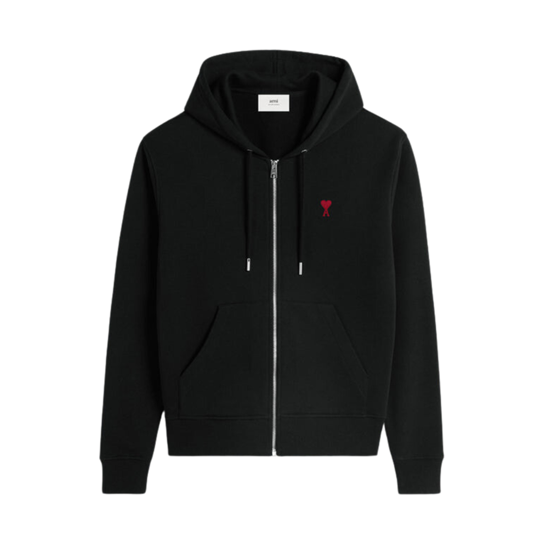 BF/USW435-730-001 AMI de Coeur Loopback Oragnic Cotton Fleece Zipped Hoodie Black