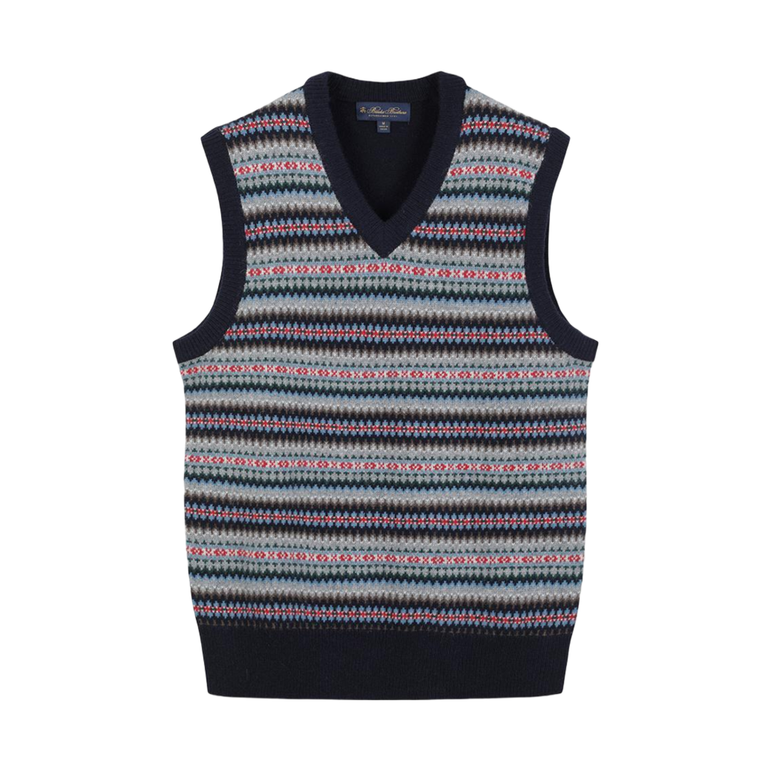 BBWVMM39407EW Brooks Brothers Alpaca Fairisle Pattern Vest Multi