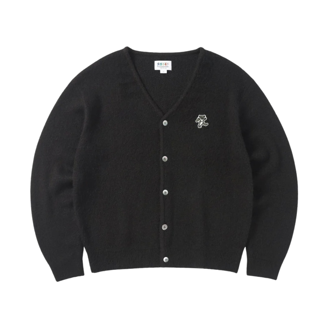 GD223KKNCK03 Thisisneverthat x Grateful Dead Dancing Bear Mohair Cardigan Black