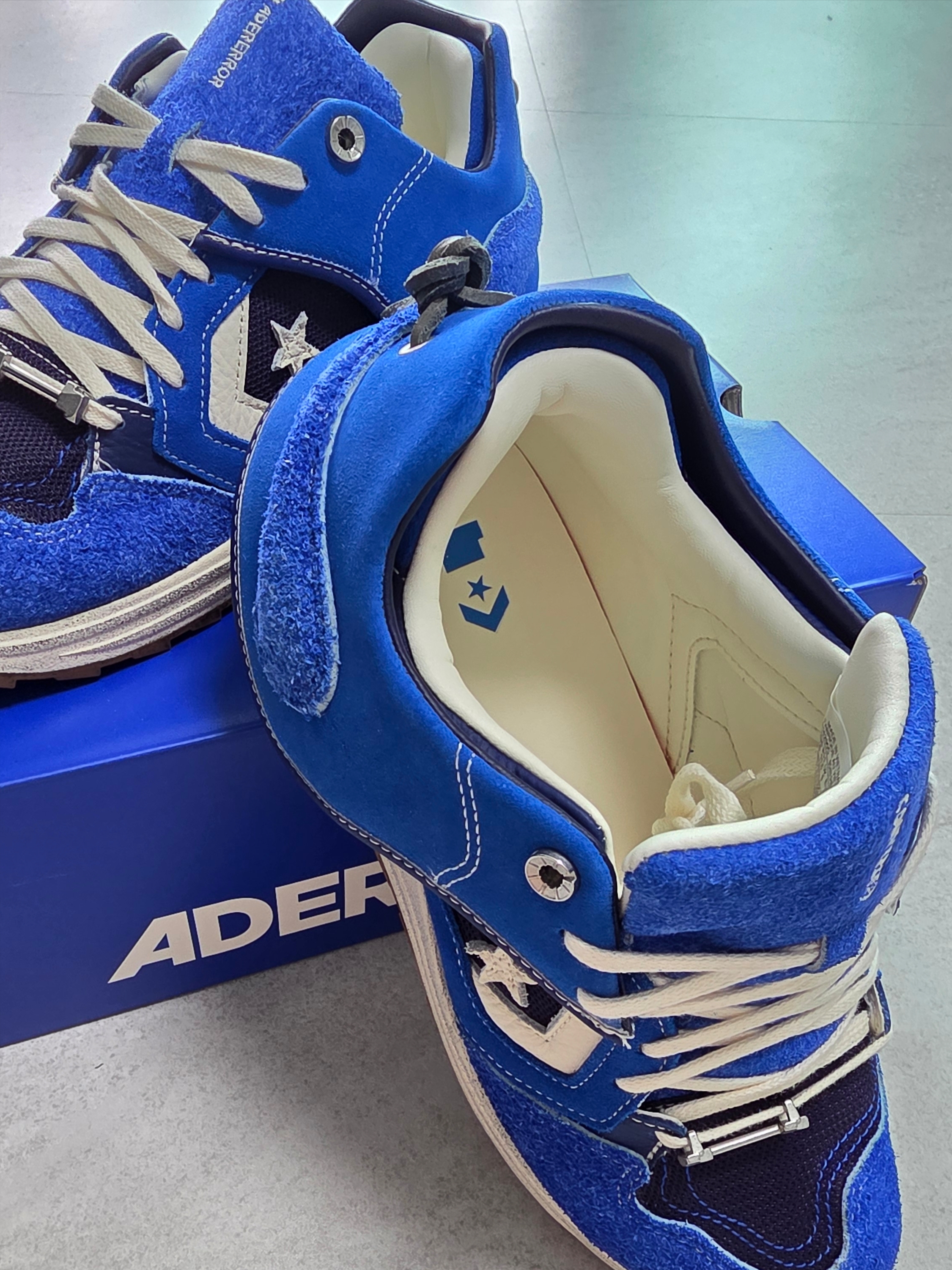 Kapital 14 oz. Denim Bone Print Book Bag Black, Converse x Ader Error Wave Trainer Blue 착용 스타일 - 8