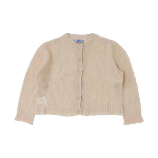 P25M41 Prada Mohair Cardigan in Beige