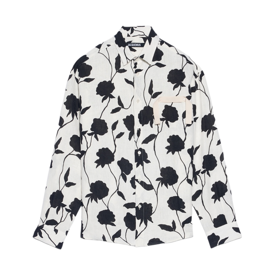 자크뮈스 라 슈미즈 사이먼 블랙 로즈 셔츠 프린트 블랙 로즈(Jacquemus La Chemise Simon Black Rose Shirt Print Black Roses) - 1