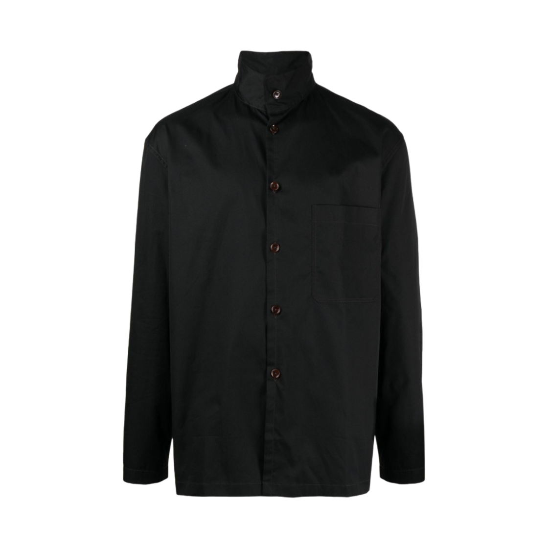 르메르 코튼 트윌 스탠드 칼라 셔츠 블랙(Lemaire Cotton Twill Stand Collar Shirt Black) - 1