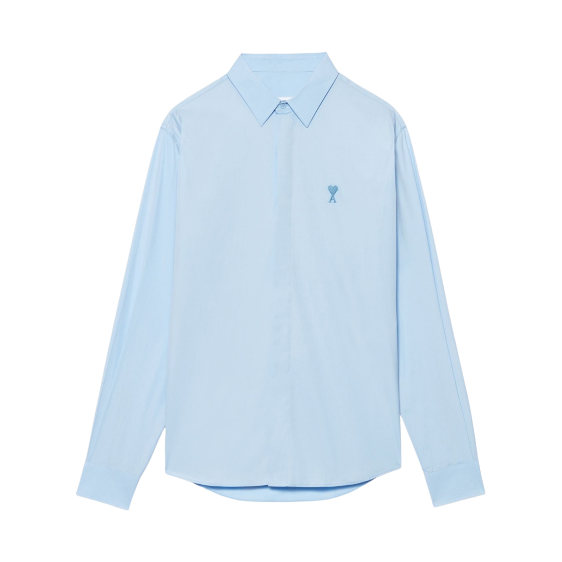 아미 톤온톤 하트 로고 포플린 셔츠 스카이 블루(AMI de Coeur Tone-On-Tone Poplin Shirt Sky Blue) - 1