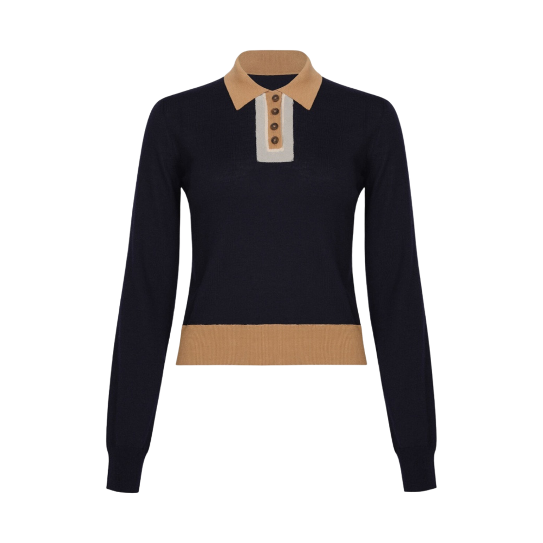 (W) 메종 마르지엘라 폴로 울 스웨터 네이비((W) Maison Margiela Polo Wool Sweater Navy) - 1