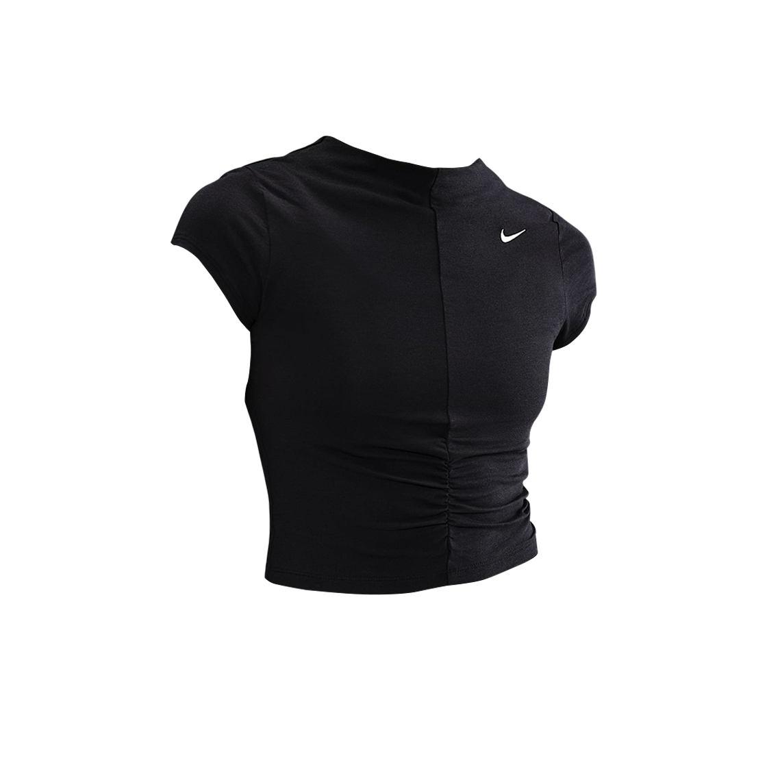 HV2507-010 (W) Nike NSW Chill Knit Tight Short Sleeve Cropped Mock Neck Top Black