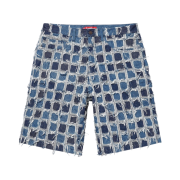 Supreme Frayed Patchwork Baggy Denim Shorts Washed Blue - 23SS