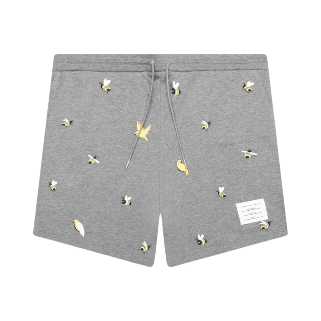 톰브라운 코튼 루프백 버드 & 비 자수 스웨트쇼츠 미디움 그레이(Thom Browne Cotton Loopback Brids and Bees Embroidered Sweatshorts Medium Grey) - 1