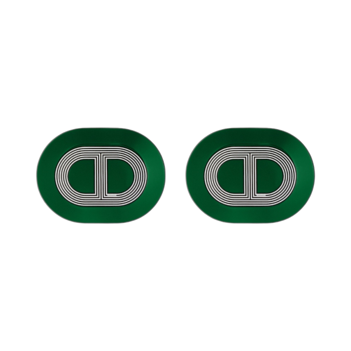 에르메스 랠리 24 미니 오발 플레이트 그린 (2개입)(Hermes Rallye 24 Mini Oval Plate Green (2 Plates)) - 1