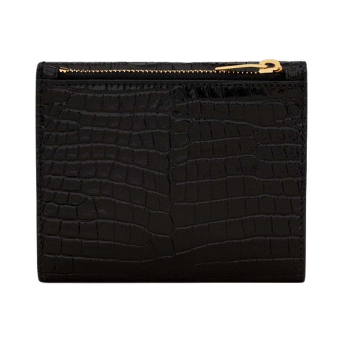 생로랑 크로커다일 엠보스드 샤이니 레더 업타운 컴팩트 반지갑 블랙(Saint Laurent Uptown Compact Wallet in Crocodile Embossed Shiny Leather Black) - 4